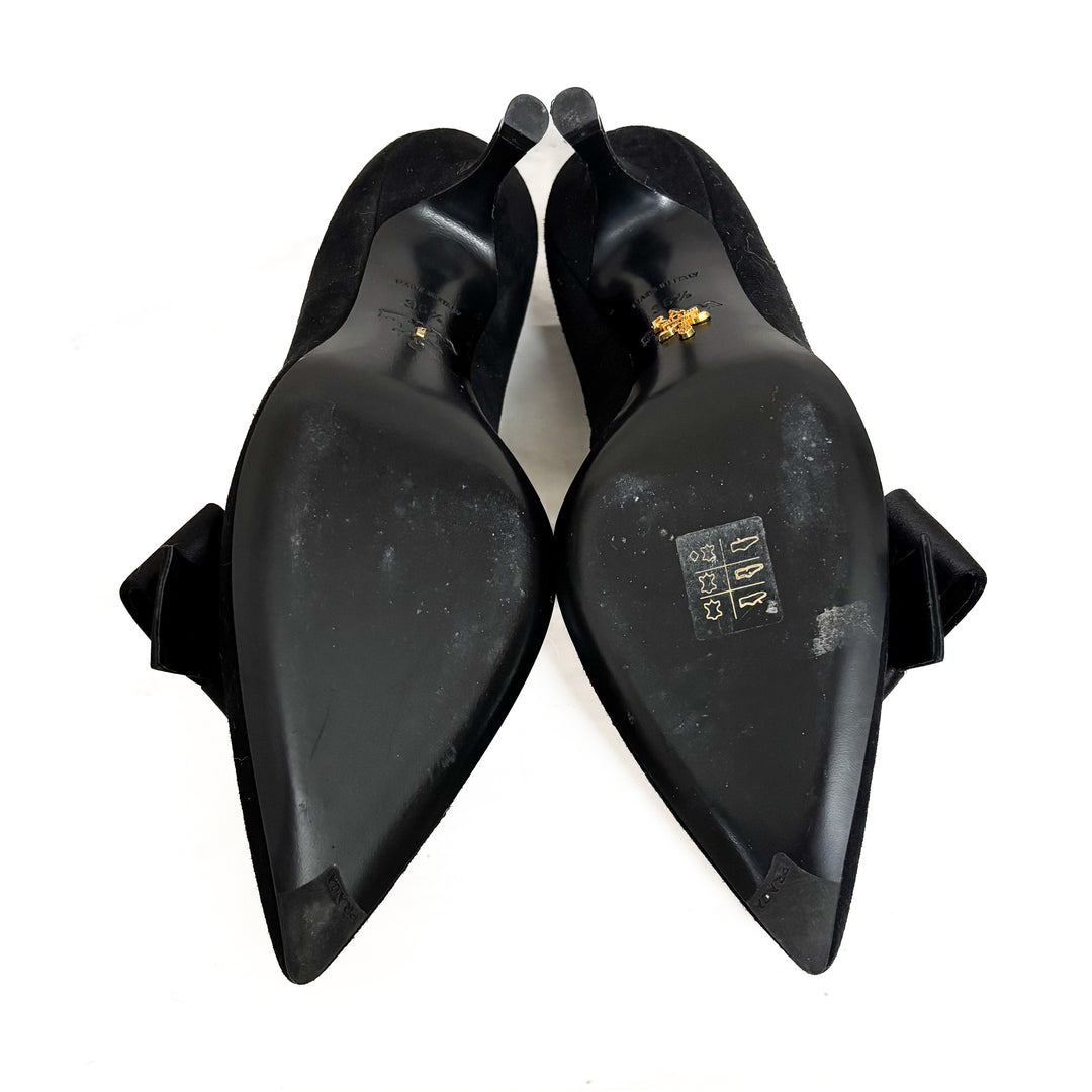 Prada Suede Pumps with Bow
