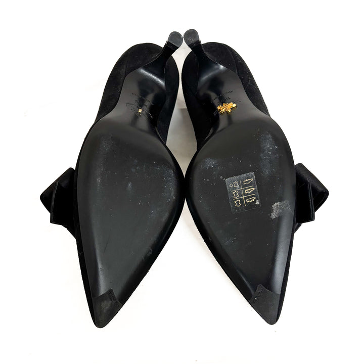 Prada Suede Pumps with Bow
