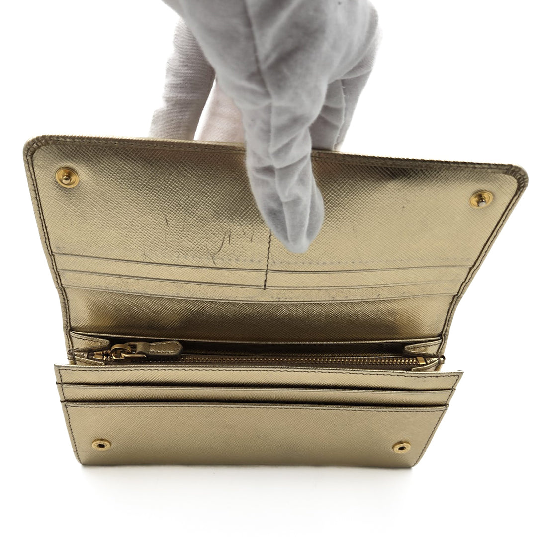 Prada Saffiano Leather Long Flap Wallet