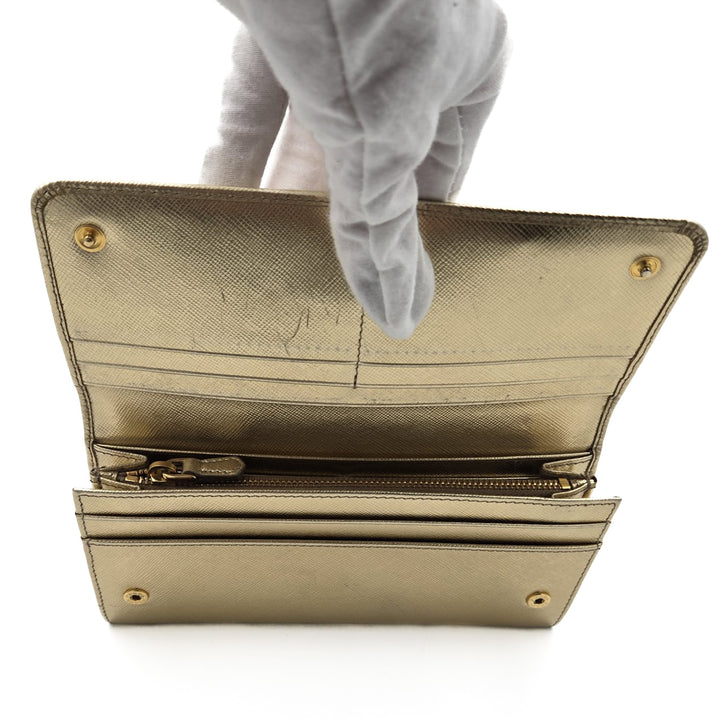 Prada Saffiano Leather Long Flap Wallet
