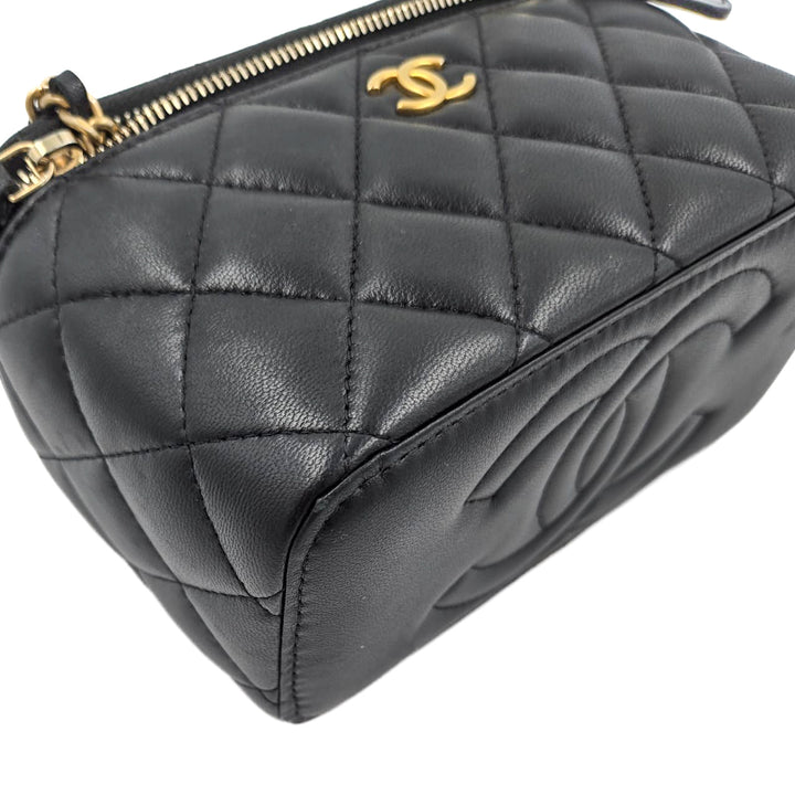 Chanel Lambskin Gold Top Handle Vanity Case