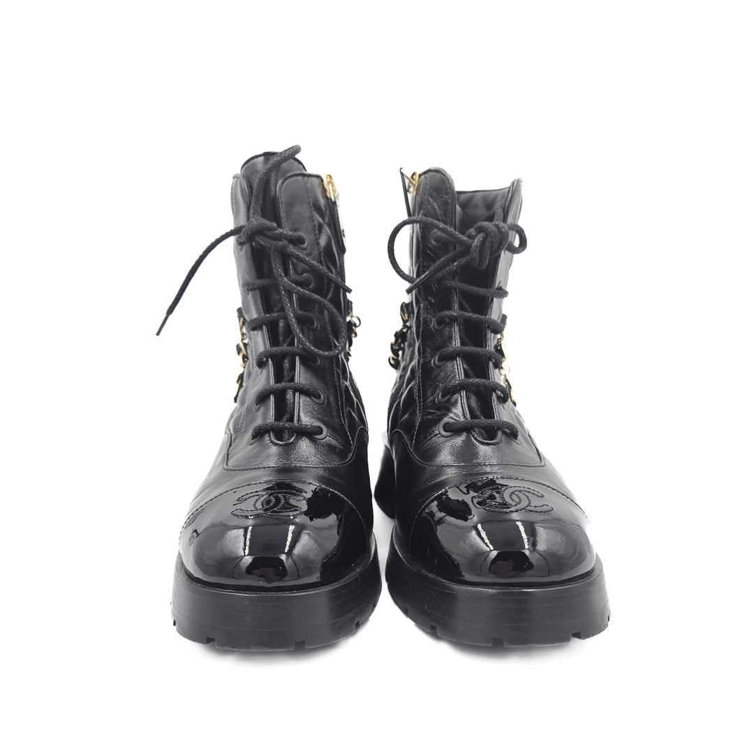 Chanel Combat Boots with Interlocking CC Chain