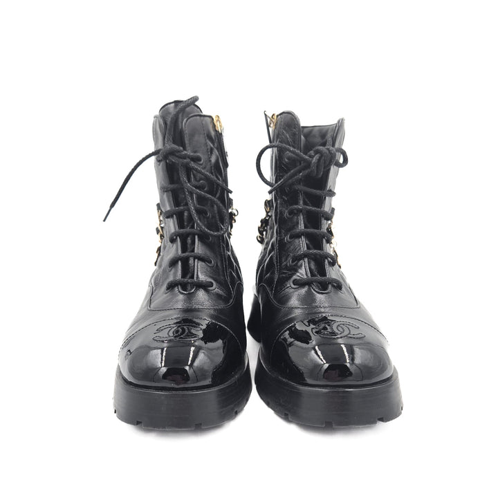 Chanel Combat Boots with Interlocking CC Chain
