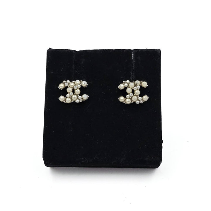 Chanel Pearl CC Stud Earrings