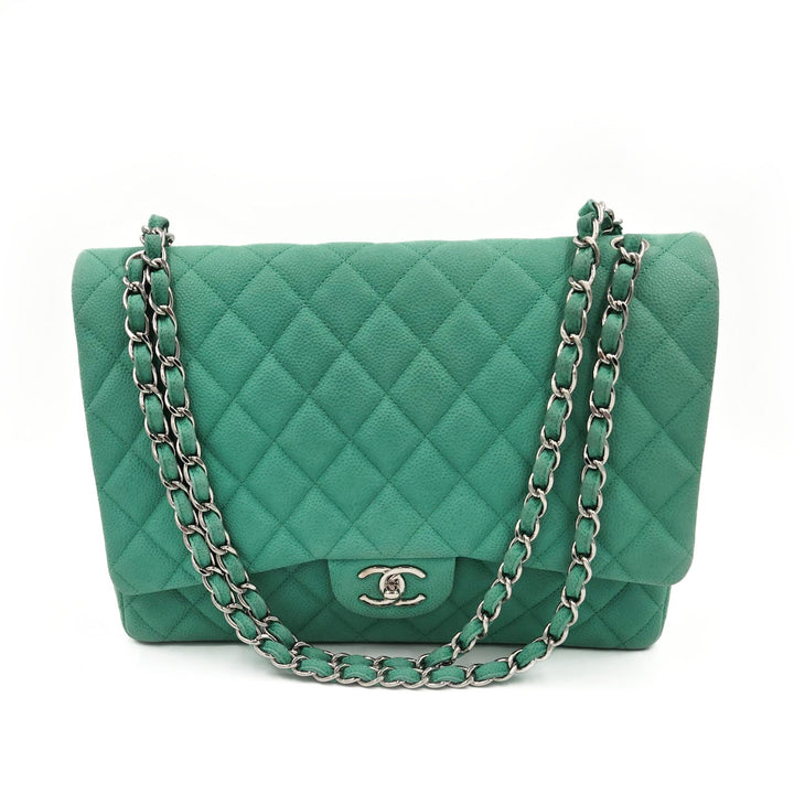 Chanel Maxi Teal Caviar Classic Double Flap Bag