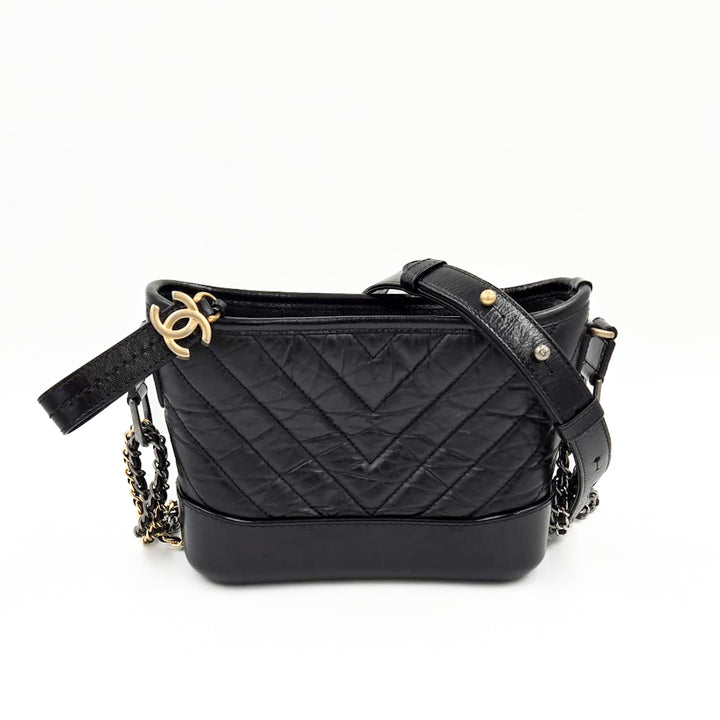 Chanel Small Black Aged Calfskin Gabrielle Bag
