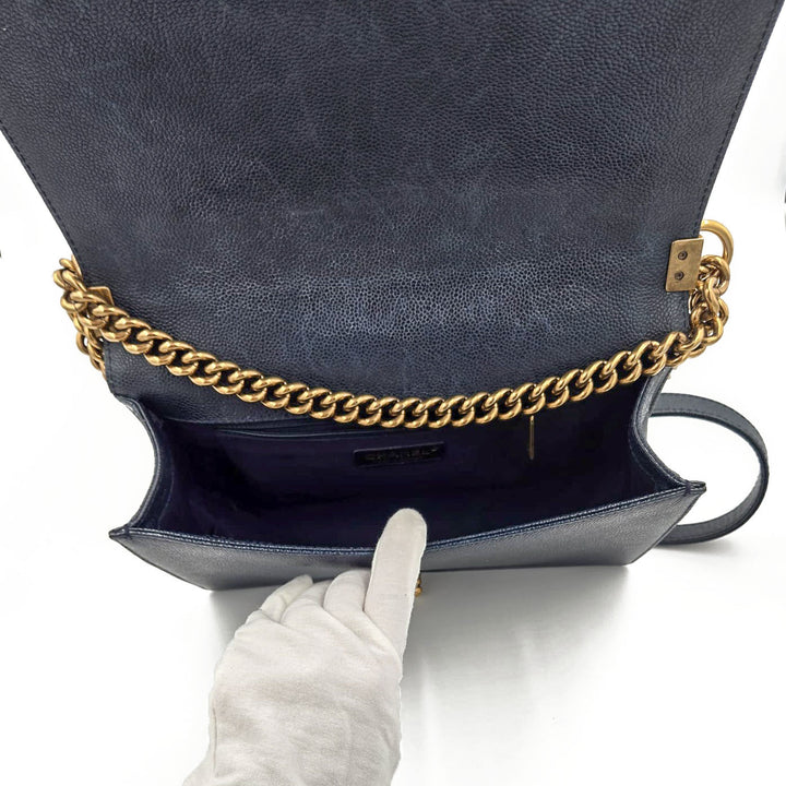 Chanel Large Blue Calfskin Boy Bag
