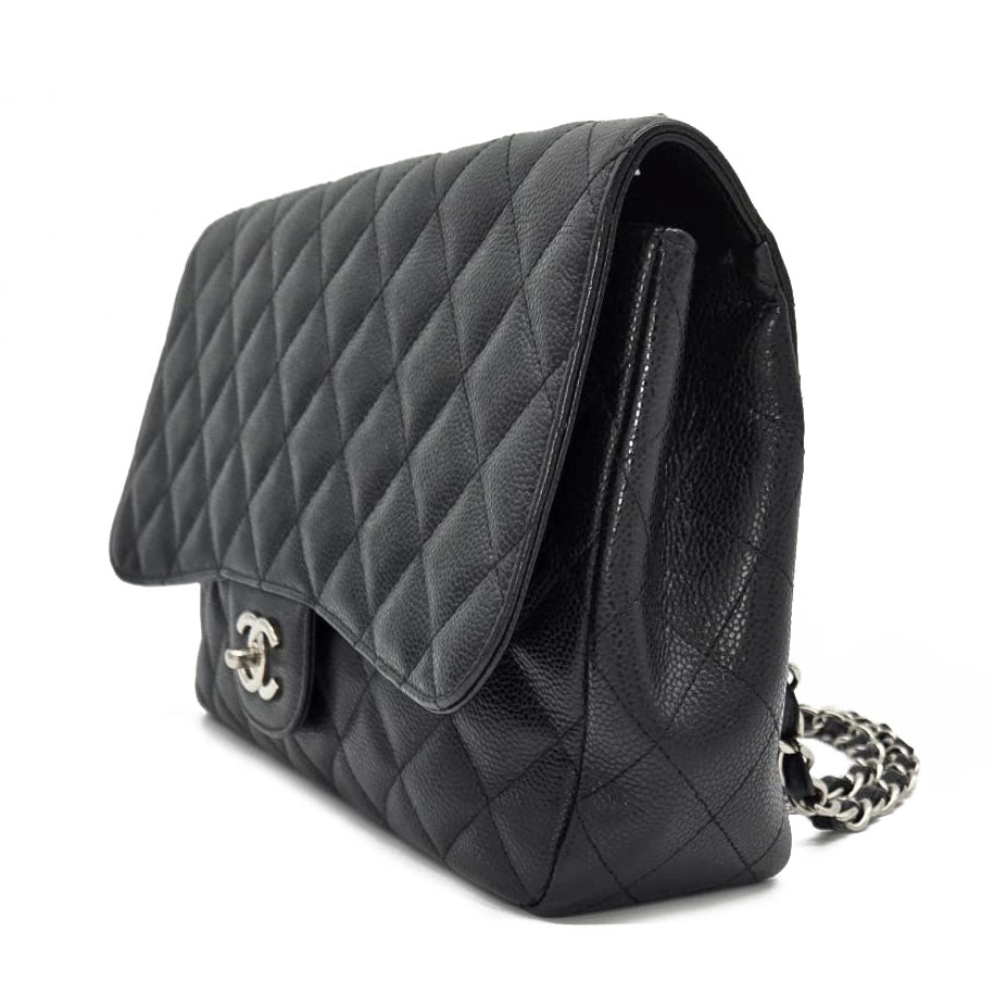 Chanel Black Caviar Classic Jumbo Single Flap Bag