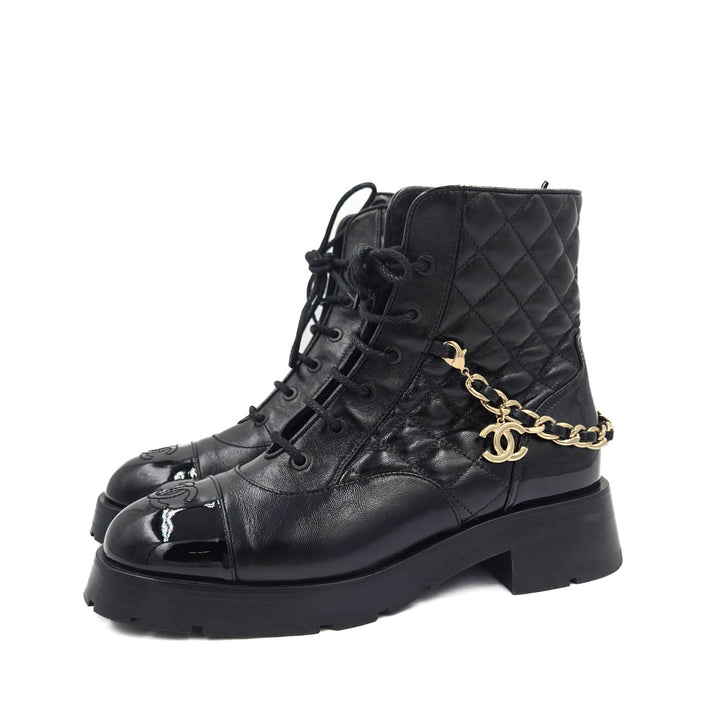 Chanel Combat Boots with Interlocking CC Chain