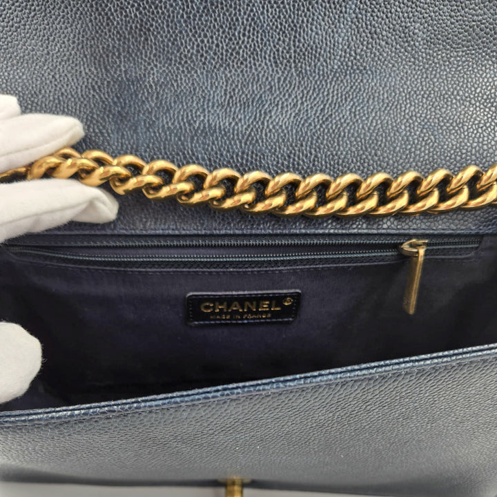 Chanel Large Blue Calfskin Boy Bag