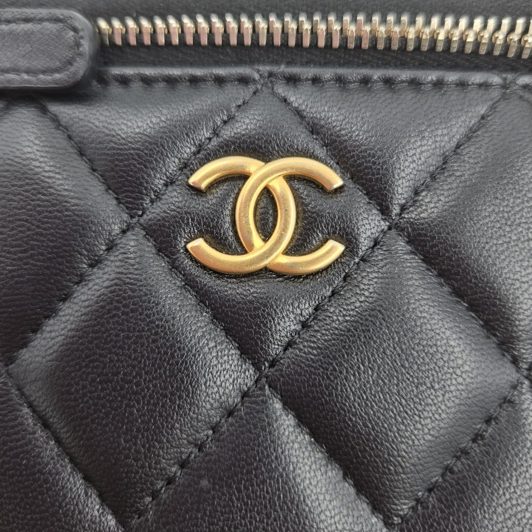 Chanel Lambskin Gold Top Handle Vanity Case