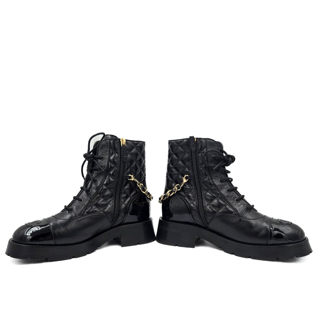Chanel Combat Boots with Interlocking CC Chain
