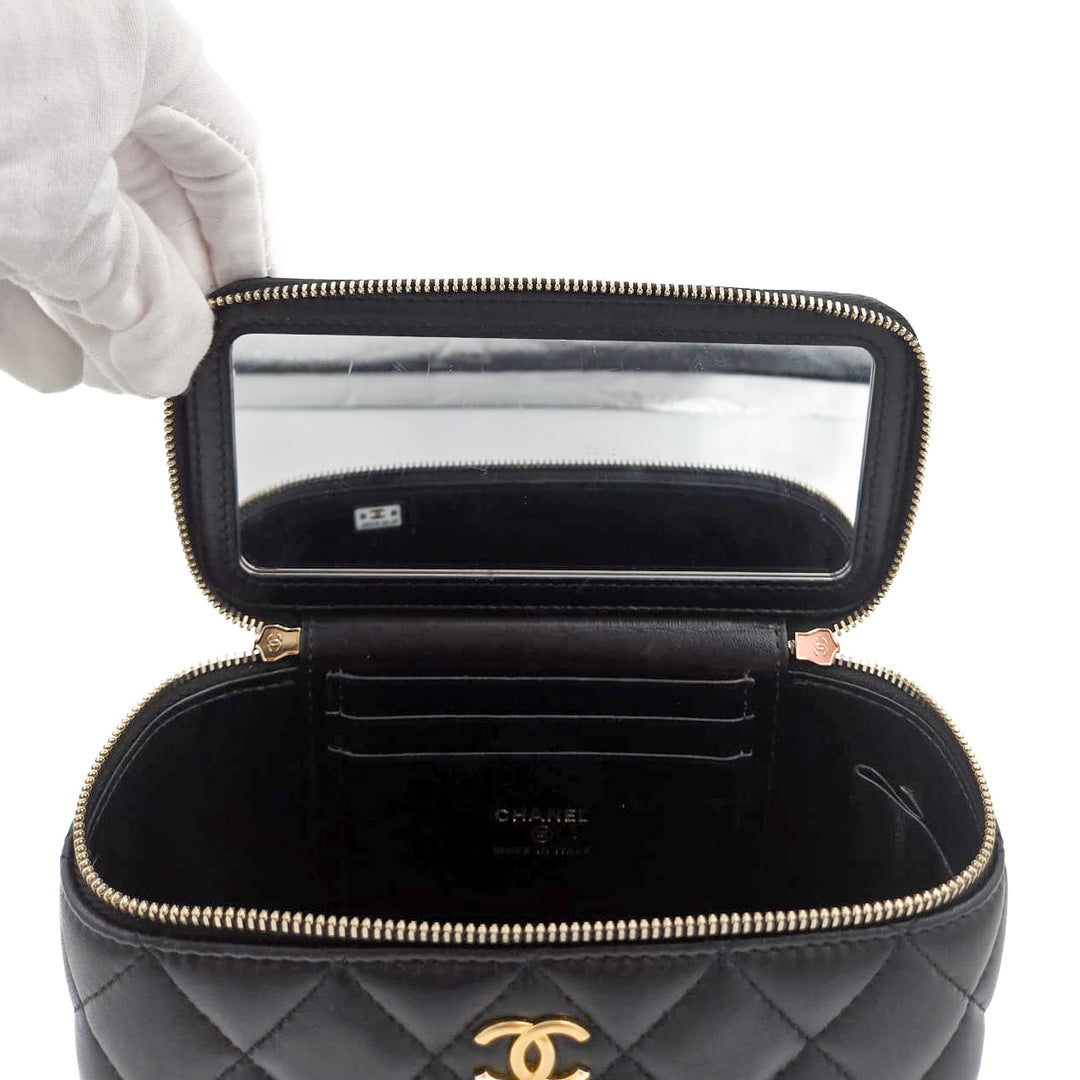 Chanel Lambskin Gold Top Handle Vanity Case