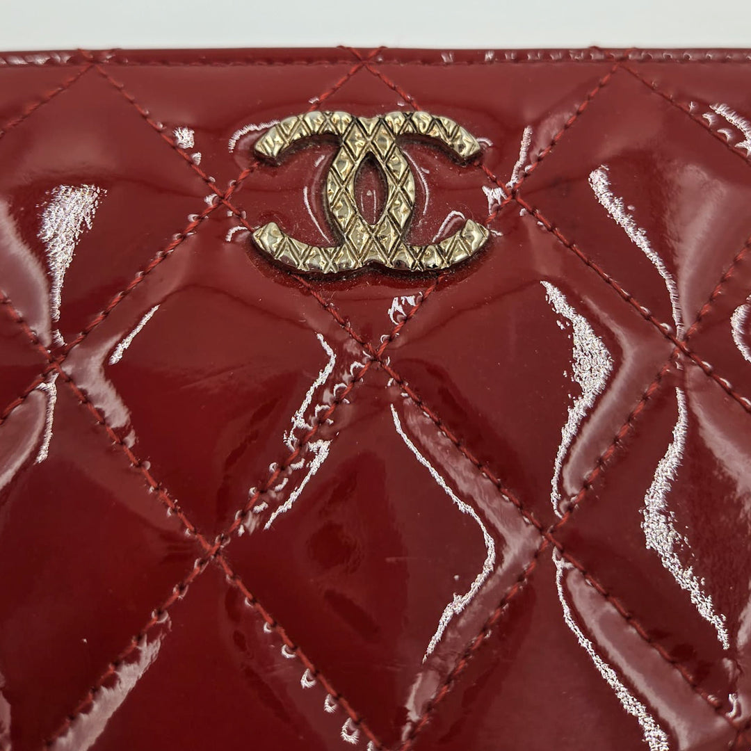 Chanel Patent Quilted Flap Wallet