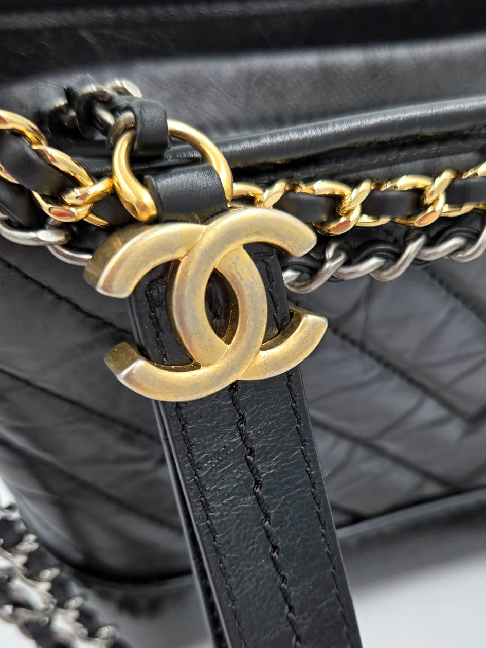 Chanel Small Black Aged Calfskin Gabrielle Bag