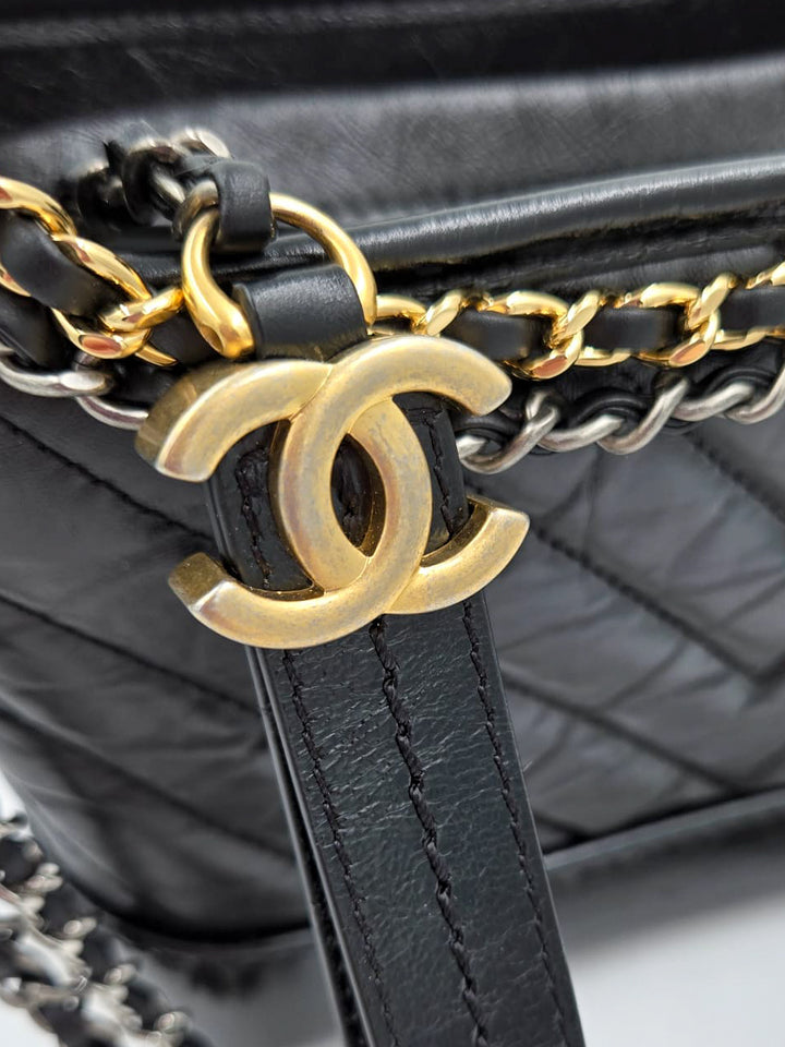 Chanel Small Black Aged Calfskin Gabrielle Bag