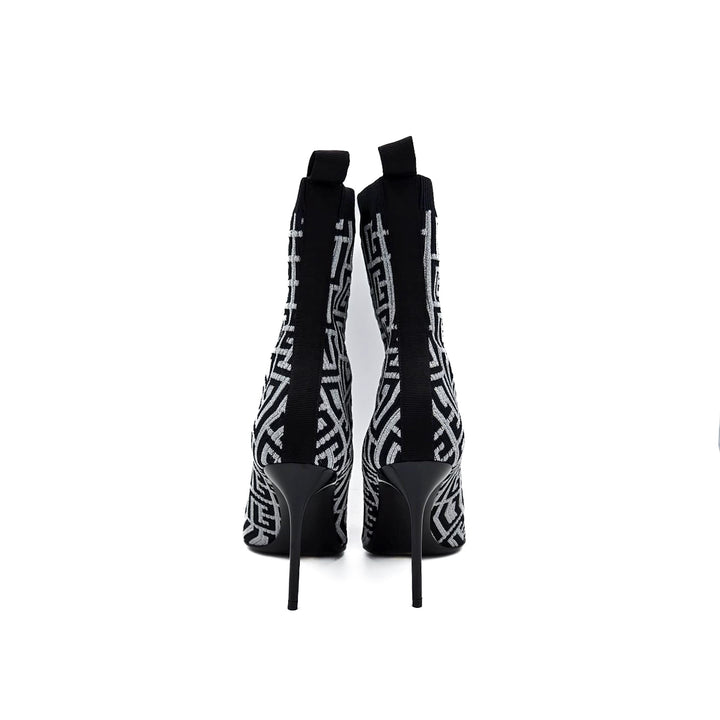 Balmain Skye Metallic Stretch Knit Ankle Boots