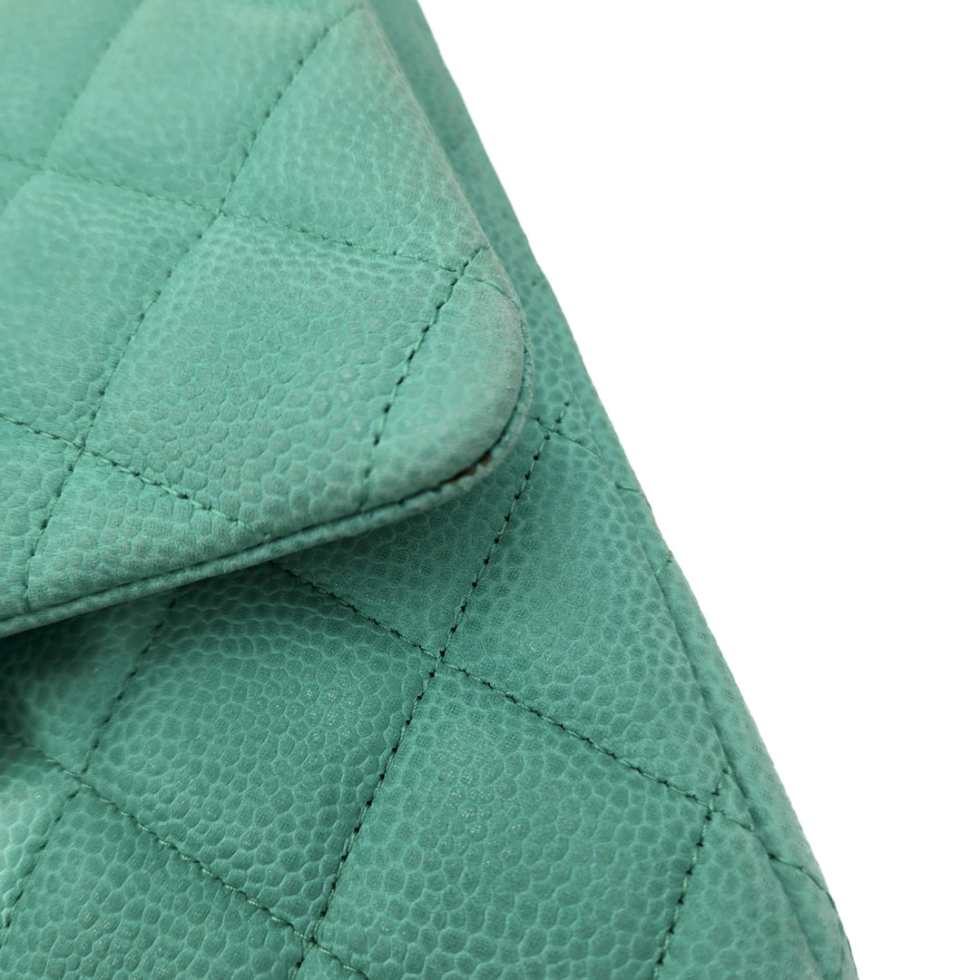 Chanel Maxi Teal Caviar Classic Double Flap Bag
