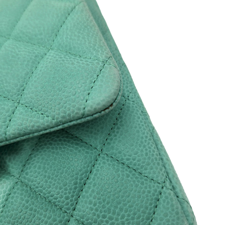 Chanel Maxi Teal Caviar Classic Double Flap Bag