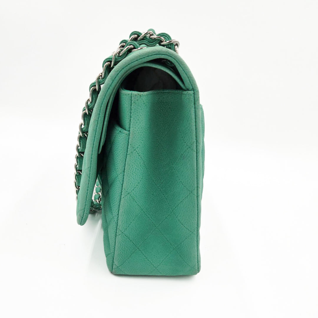 Chanel Maxi Teal Caviar Classic Double Flap Bag