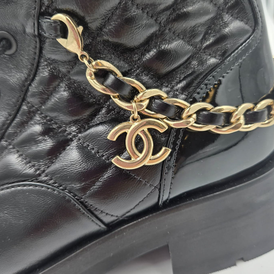 Chanel Combat Boots with Interlocking CC Chain