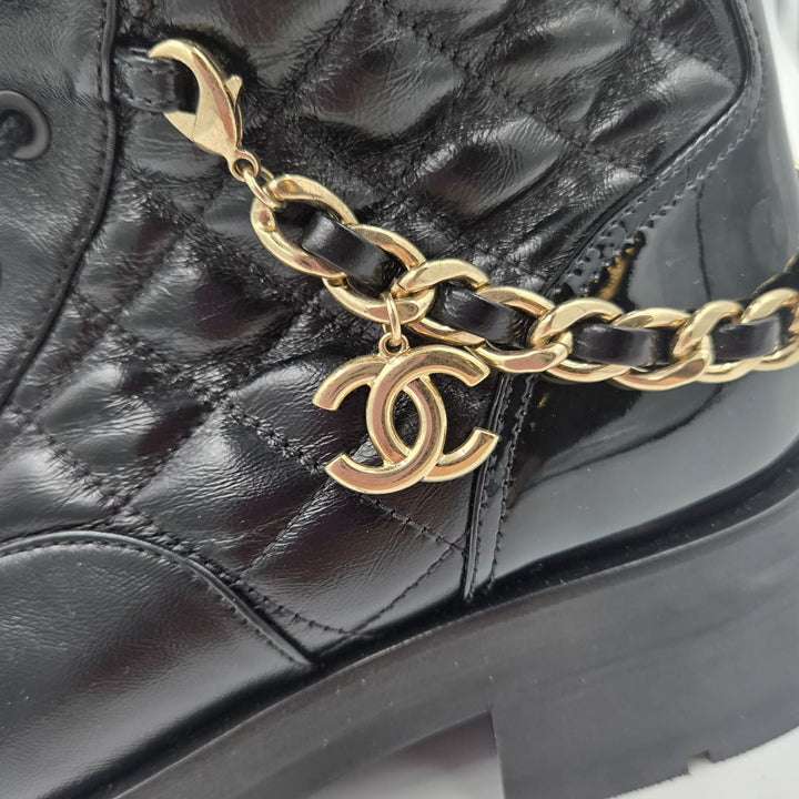 Chanel Combat Boots with Interlocking CC Chain