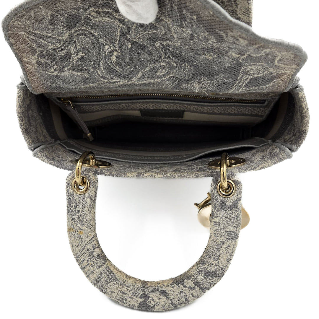 Christian Dior Medium Embroidered Canvas Lady D-Lite